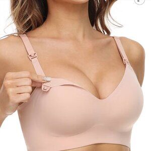 Momcozy Ultra Soft Wearable Pumping & Nursing Bra, Nude/Pink - Size 3XL